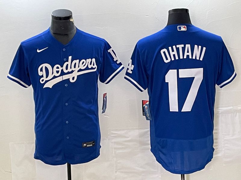 Men Los Angeles Dodgers #17 Ohtani Blue Nike Elite MLB Jersey style 1